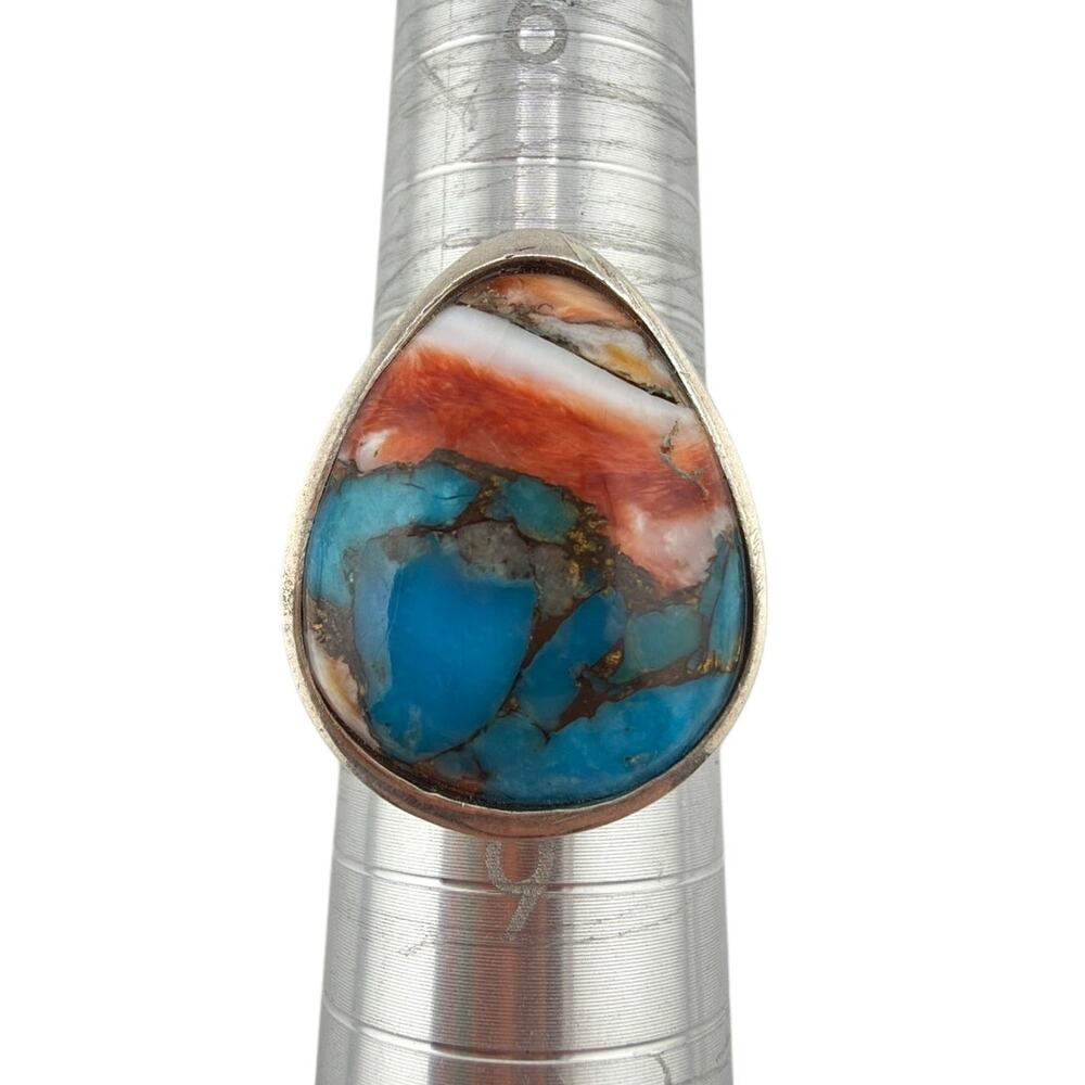 Sterling Silver Spiny Oyster Turquoise Composite Ring Size 7.5